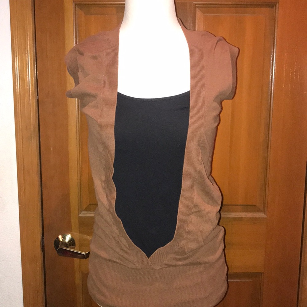 J.J. Basics | Brown Short Sleeve Sweater Top